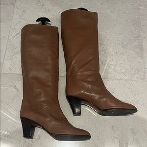 Vintage Made in Italy Brown Leather Knee-High Boots